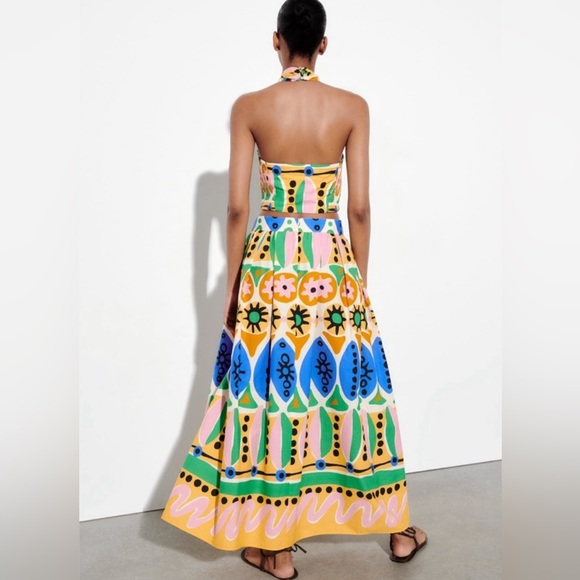 Zara Printed Matching Maxi Skirt & Crop Top - Picture 3 of 13